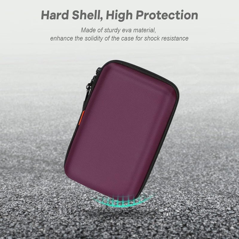 GLCON Deep Purple Carrying Case - Hard Storage Case Electronics Organizer Tech Pouch for Hard Drive, Power Bank, Cell Phone, Charger Enclosure - Portable Travel Pouch Bag with Carabiner - Image 4